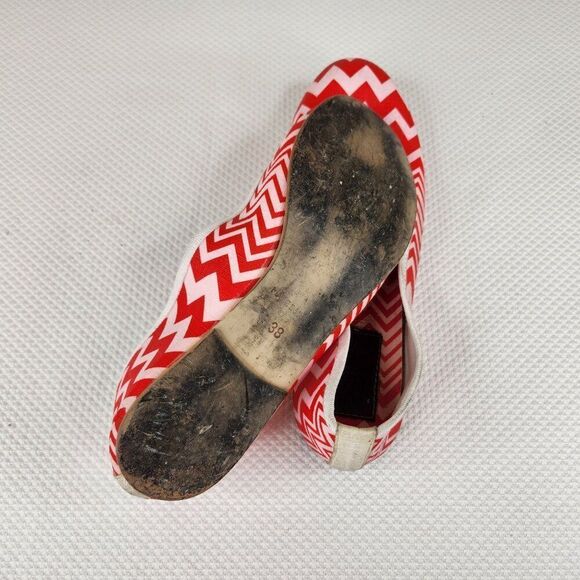 Missoni Red White Chevron Print Flats Womens Size 7 EU 38 - Picture 8 of 8